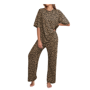 Lounge Sets for Women Knit Short Sleeve Tops and Long Pants Soft Khaki